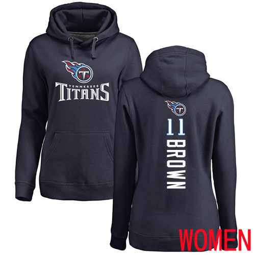 Tennessee Titans Navy Blue Women A.J. Brown Backer NFL Football #11 Pullover Hoodie Sweatshirts